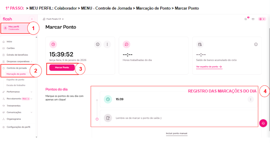 Print - Passo a Passo CDJ como fazer marcação de ponto via WEB.