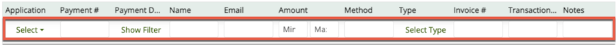 Shows the report filters options for each column as described in the bullets below.