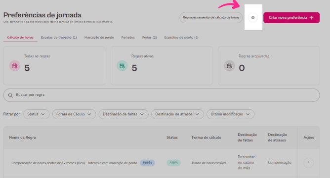 Imagem do menu de configurações adicionais