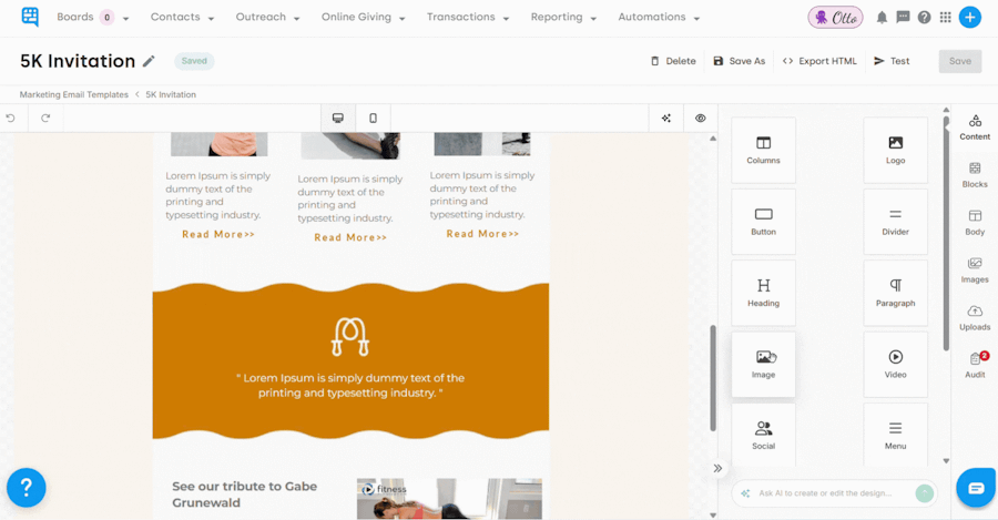Adding an Image element to a Template