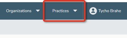 The CVP Practices option highlighted in the top menu bar - click to enlarge The CVP Practices option highlighted in the top menu bar