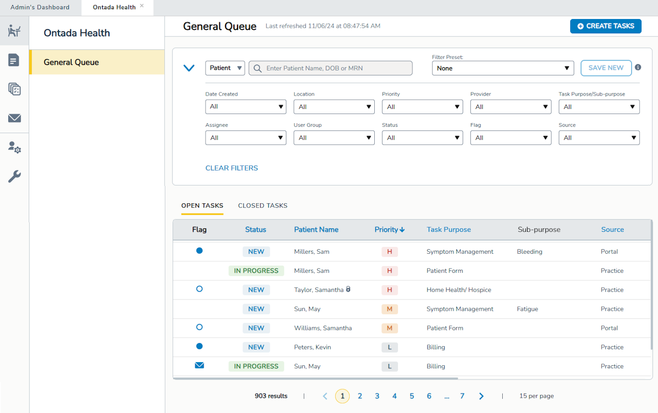The Ontada Health General Queue - click to enlarge The Ontada Health General Queue