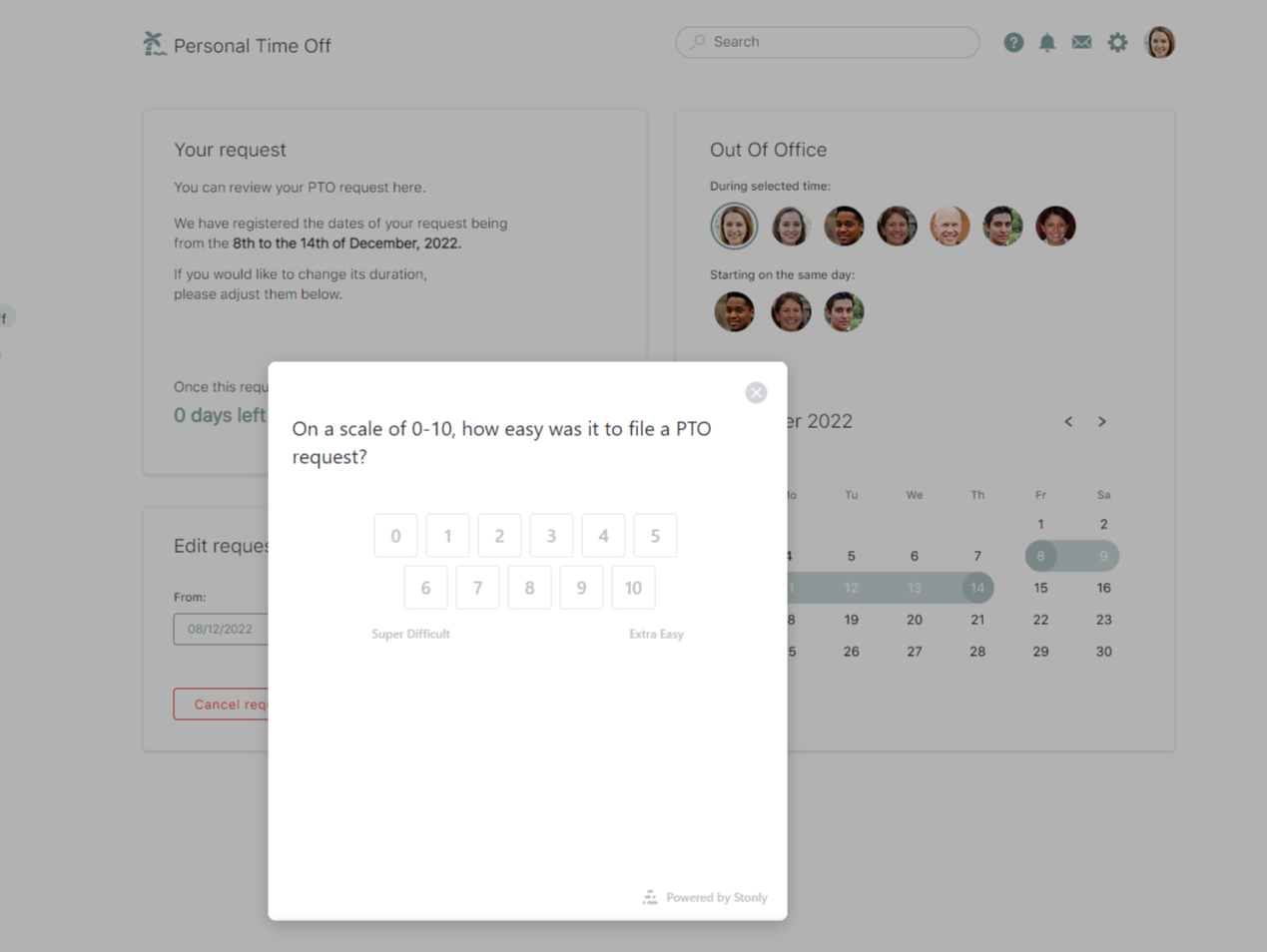 NPS survey open on a website. - click to enlarge NPS survey open on a website.