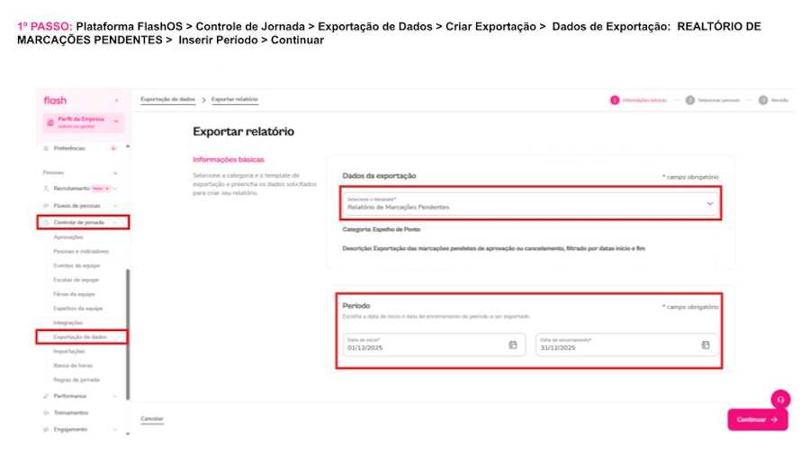 GIF - Passo a Passo - Extração de relatório de Marcações Pendentes