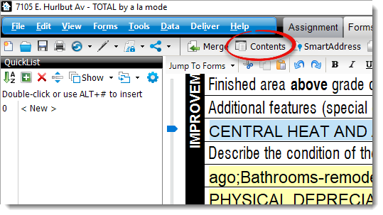 contents button