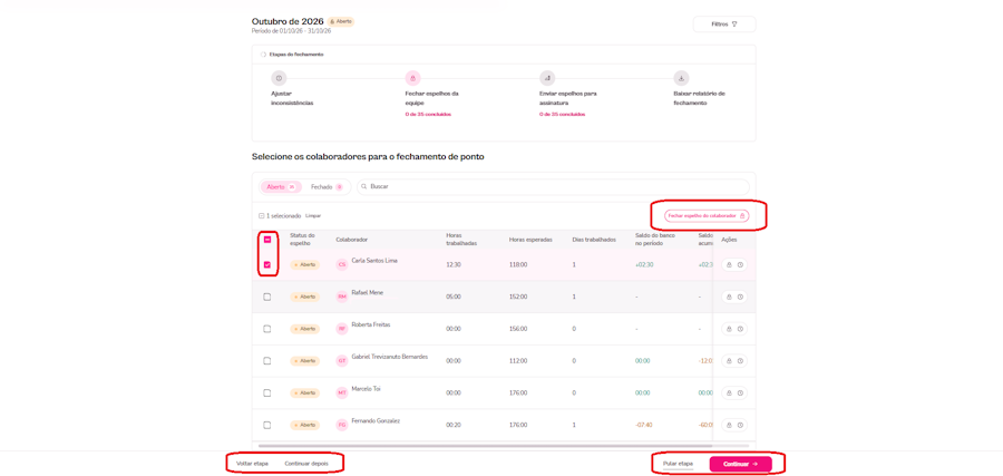GIF com instruções para fechar espelho de ponto em controle de ponto.