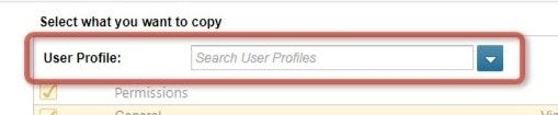 The User Profile drop-down list