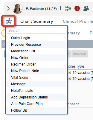 The Quick Action menu open with the Running Man icon highlighted - click to enlarge The Quick Action menu open with the Running Man icon highlighted
