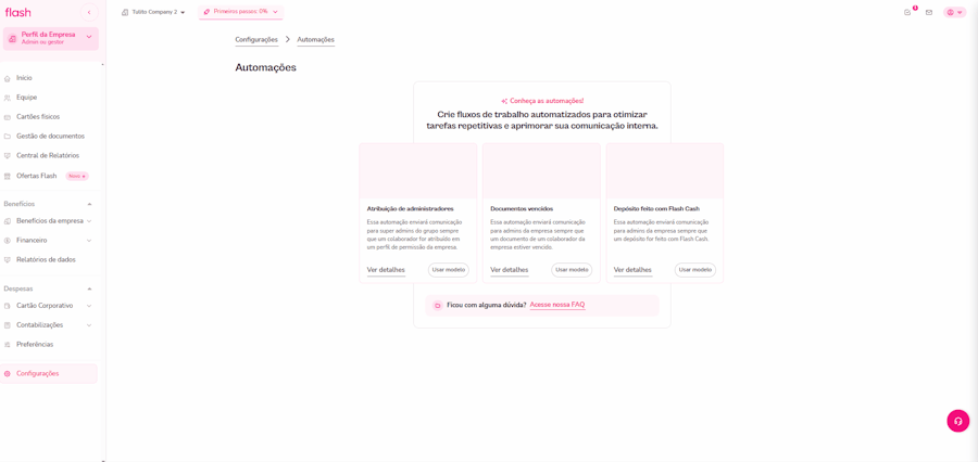 Gif de como ativar um modelo de automação.