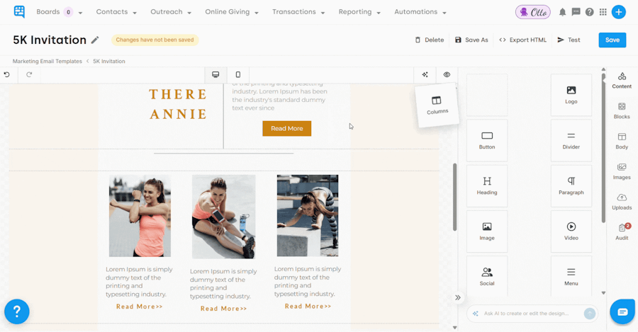 Adding new columns to your Template