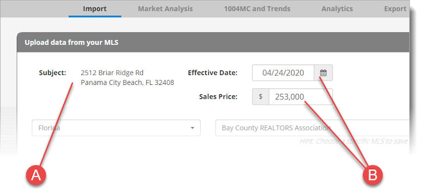 Review the property details and effective date