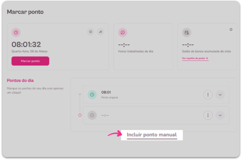 Imagem do menu ponto manual via web