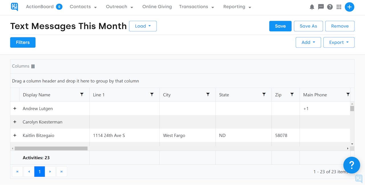 EXAMPLE TEXT MESSAGES THIS MONTH SHOWING 23 TEXT MESSAGE ACTIVITIES - click to enlarge EXAMPLE TEXT MESSAGES THIS MONTH SHOWING 23 TEXT MESSAGE ACTIVITIES