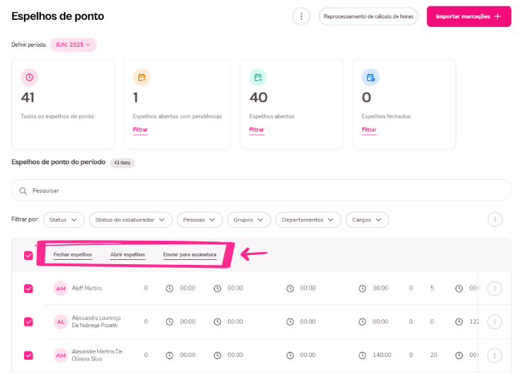 Imagem exemplo com destaque para opção de fechar espelhos