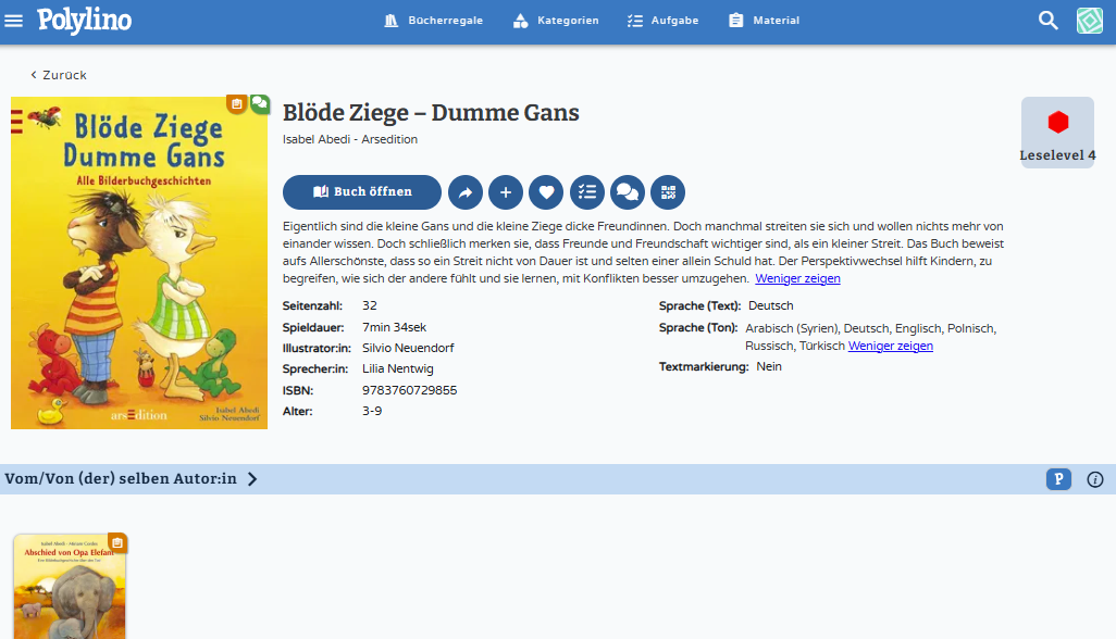 Die Buchinfo-Seite - klicken Sie zum Vergrößern Die Buchinfo-Seite