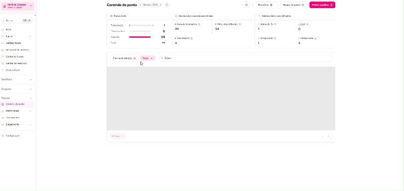 Gif com o passo a passo para consultar espelhos dos colaboradores em controle de Ponto
