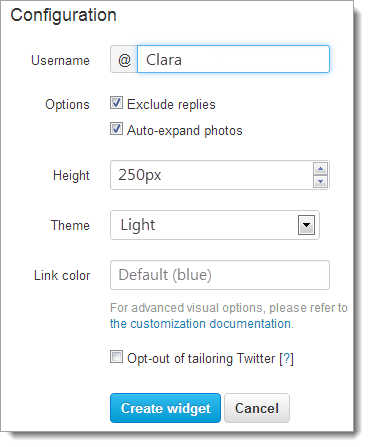 Configure Widget