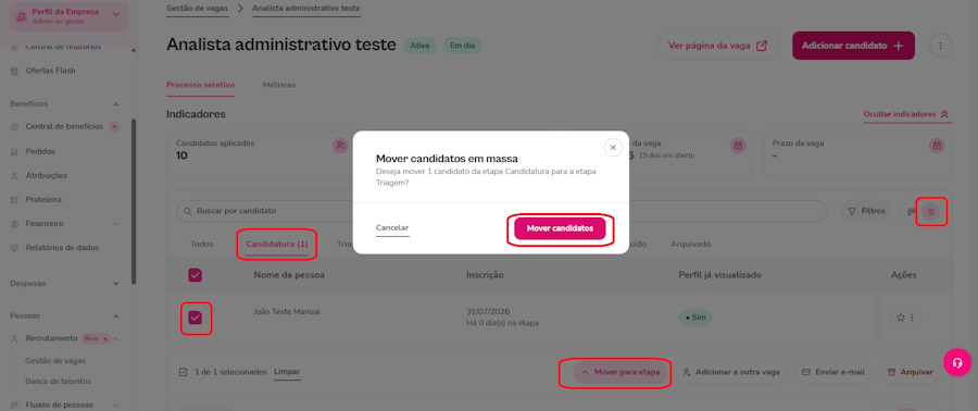 imagem exemplo movendo candidato para outra etapa na visão de lista