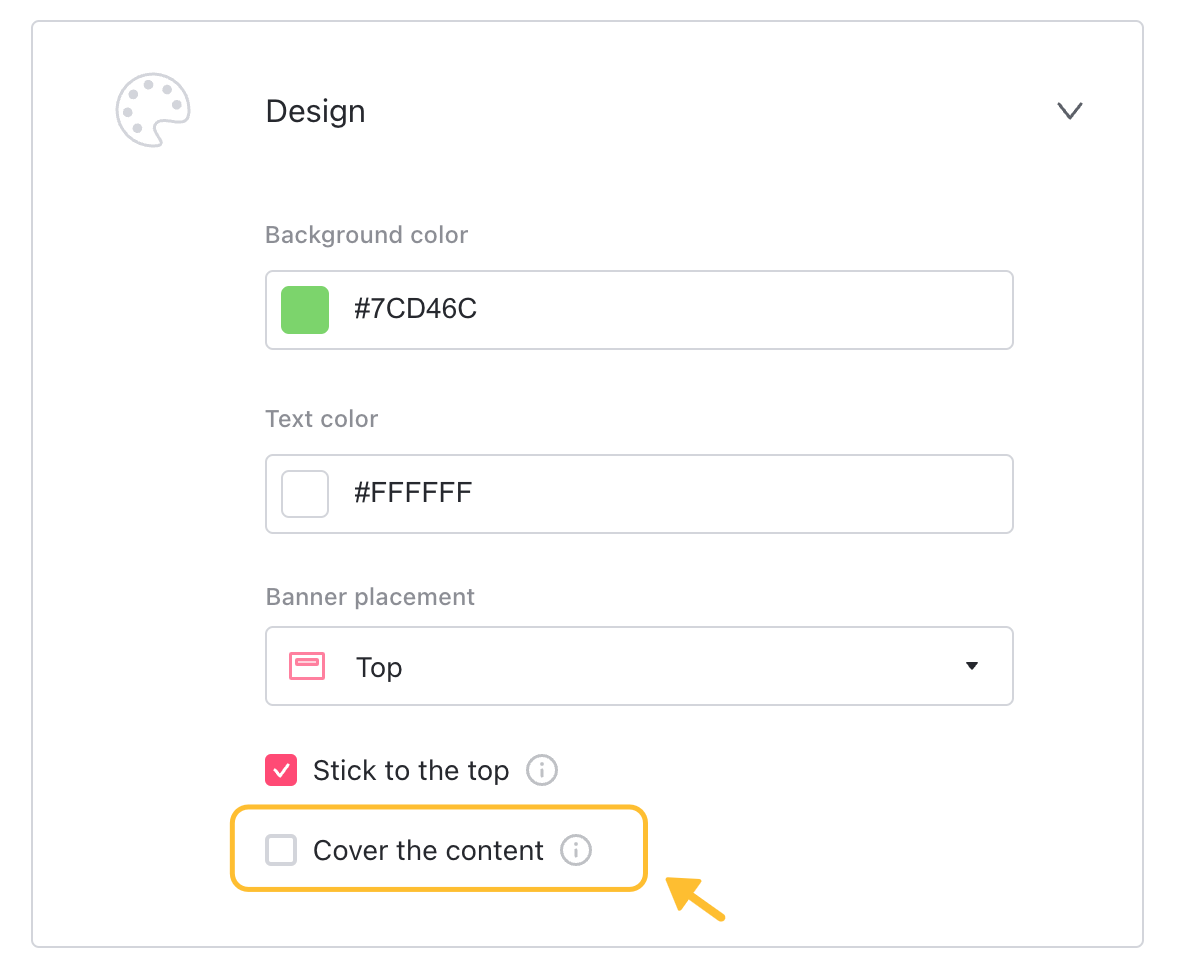 Screenshot showing banner trigger options - click to enlarge Screenshot showing banner trigger options