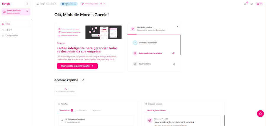 Acessar perfis de permissão opção 2: já estou na visão unificada de alguma tela, por exemplo, Início ou Equipe.