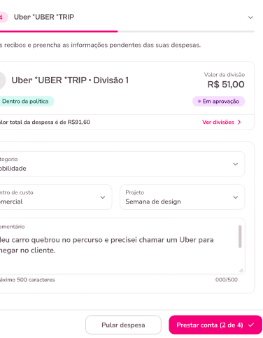 Gif com o processo para rateio de despesa corporativa