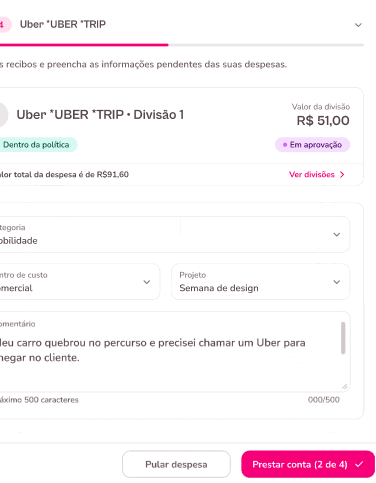 Gif com o processo para rateio de despesa corporativa