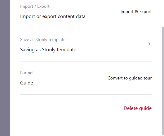 Delete button in the content settings drawer.