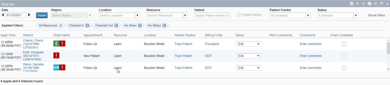 The Visit List widget - click to enlarge The Visit List widget