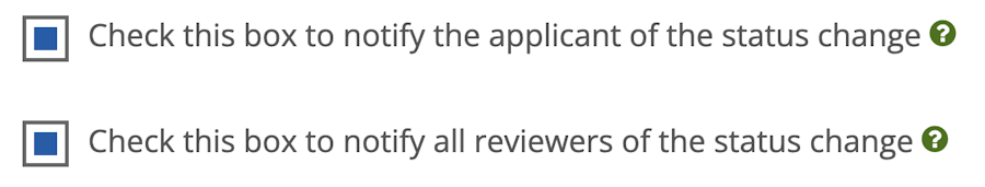 Image showing the options to check to determine who you want to notify of the status update.