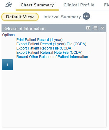 The Release of Information Chart Summary widget - click to enlarge The Release of Information Chart Summary widget