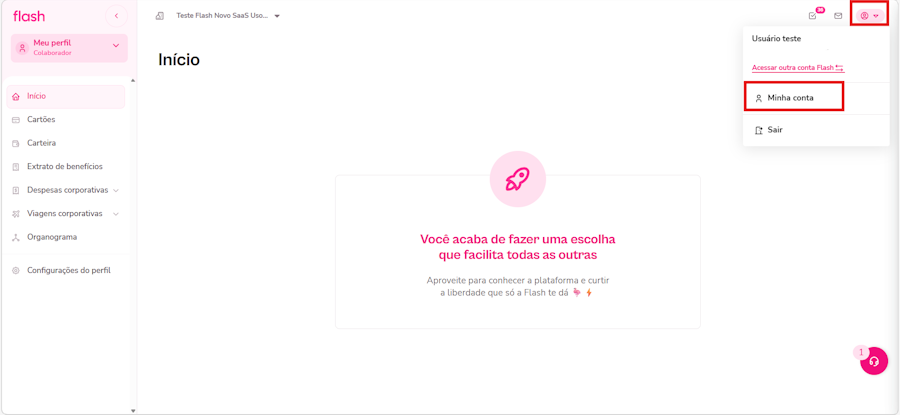 Imagem mostra passo a passo para alterar dados cadastrais na plataforma Flash.