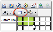 The Table button, then the rows for configuring the table layout