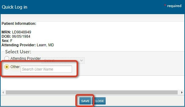 The Quick Login window with Other selected and Other and Save highlighted - click to enlarge The Quick Login window with Other selected and Other and Save highlighted