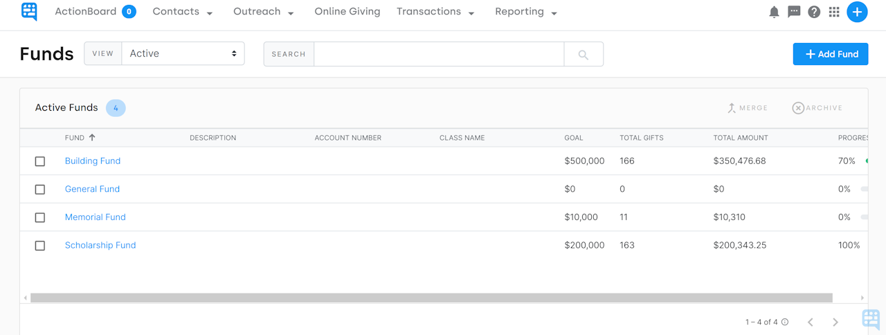 LIST OF FUNDS UNDER TRANSACTION MENU IN DONORDOCK - click to enlarge LIST OF FUNDS UNDER TRANSACTION MENU IN DONORDOCK
