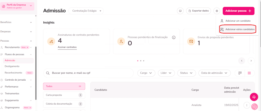 Gif com instruções para cadastro de candidatos via planilha