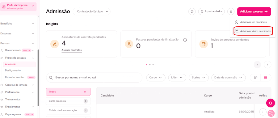 Gif com instruções para cadastro de candidatos via planilha