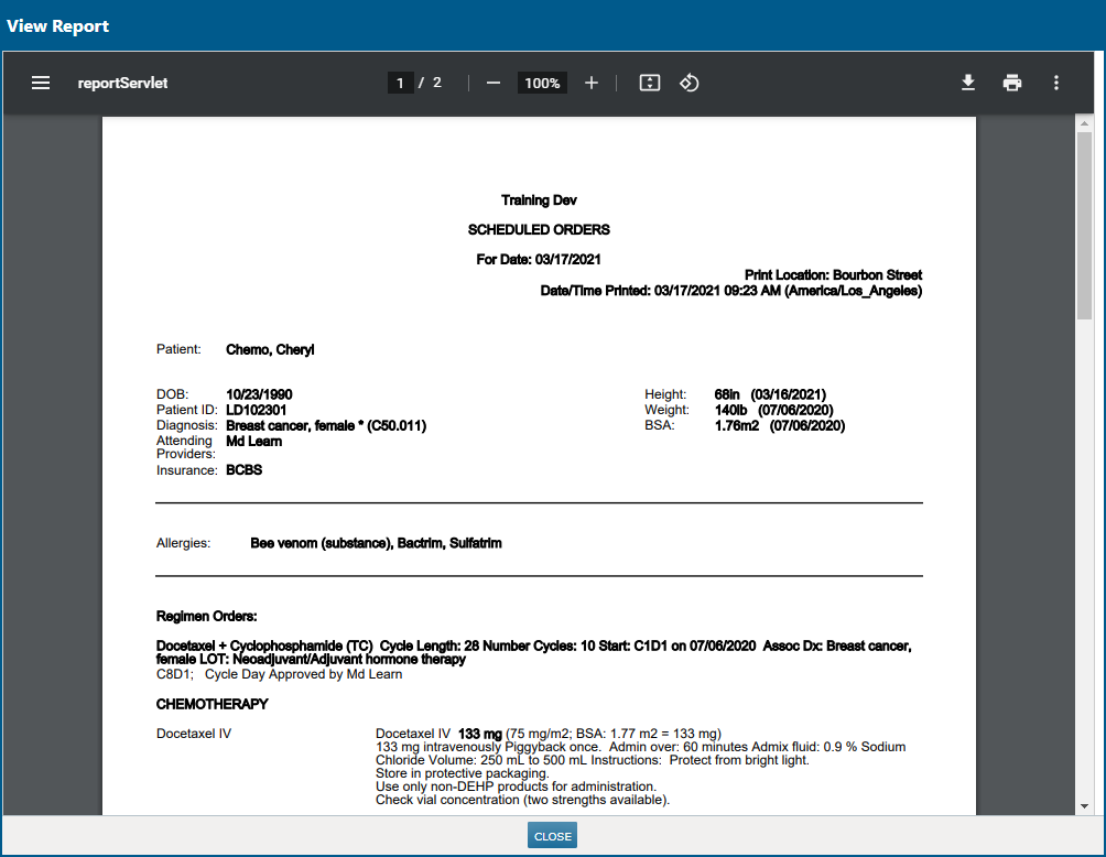 A preview of the Scheduled Orders Report - click to enlarge A preview of the Scheduled Orders Report
