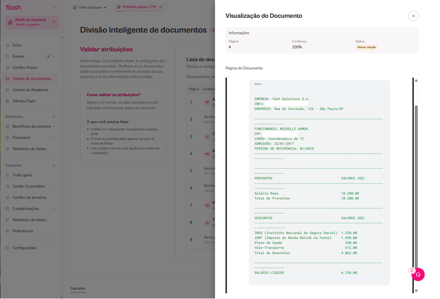 imagem da plataforma com destaque para um documento exemplo