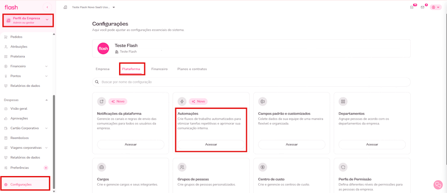 Imagem mostra passo a passo de como criar uma automação na plataforma Flash.
