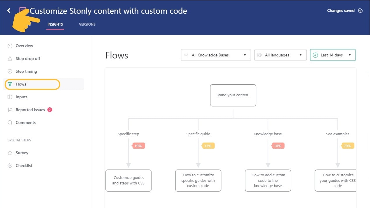 Flows view open. - click to enlarge Flows view open.