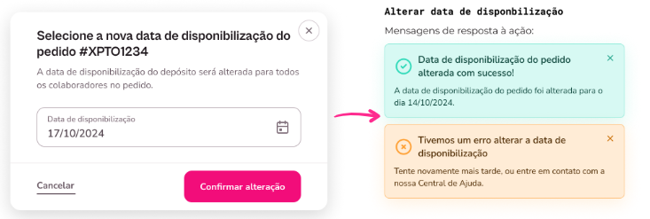 Adiantamento de pedido especifico. Fase 4 e 5 Selecionar data
