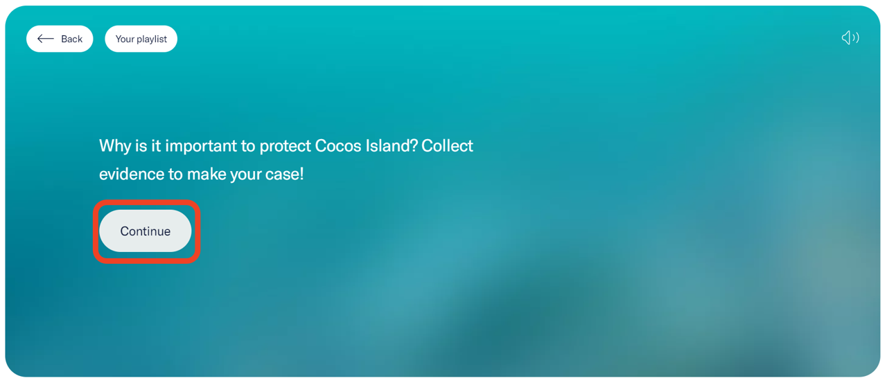 Information screen with a “Continue” button. The button is highlighted. - click to enlarge Information screen with a “Continue” button. The button is highlighted.