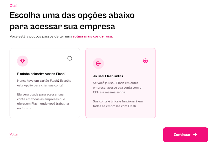 Imagem exemplo das duas jornadas de login