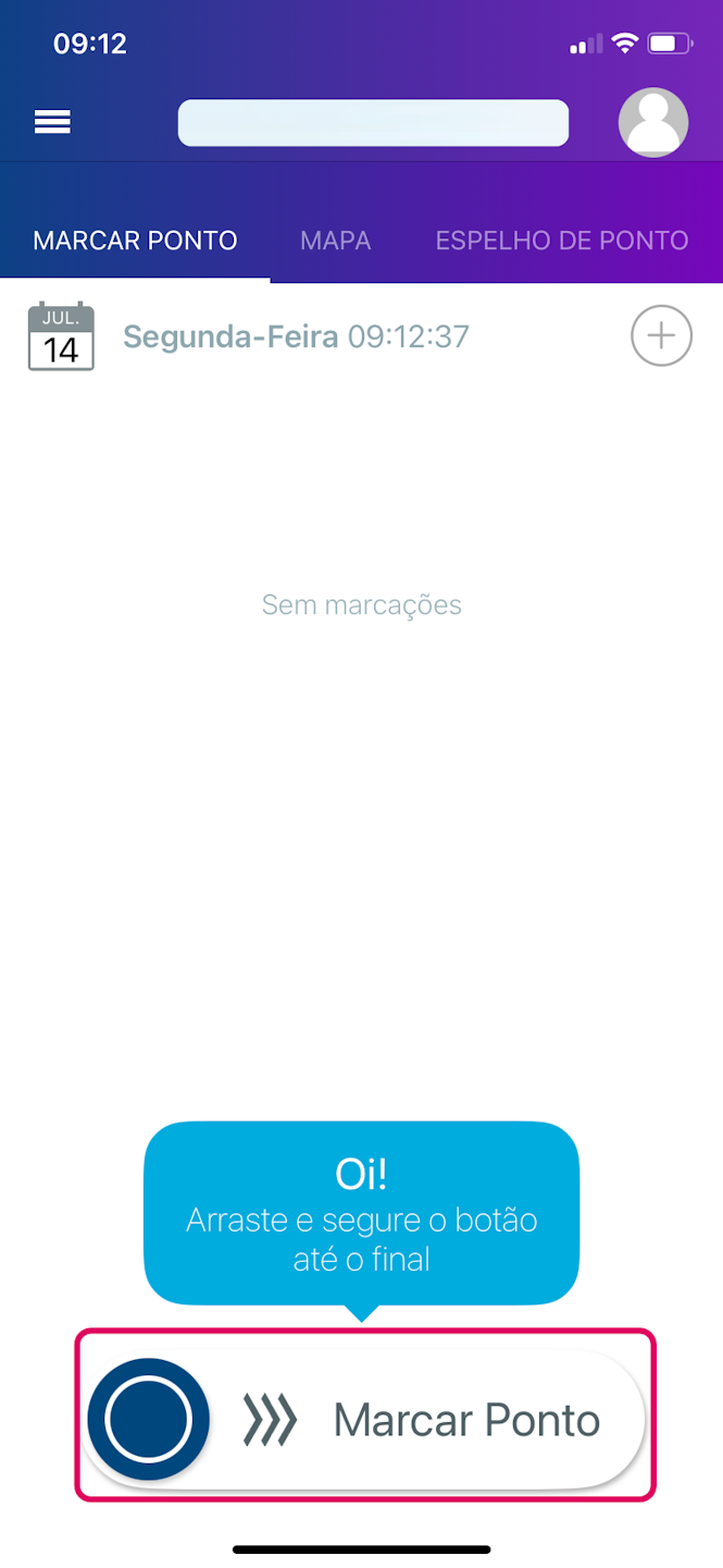 imagem do aplicativo Folha Flash Tablet com foco na opção marcar ponto