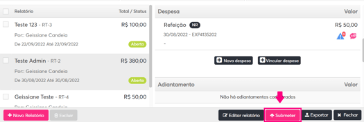imagem da plataforma com destaque para o botão submeter