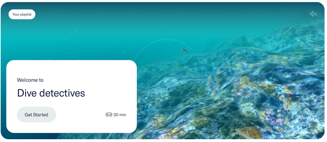 The Dive Detective experience’s welcome screen. - click to enlarge The Dive Detective experience’s welcome screen.