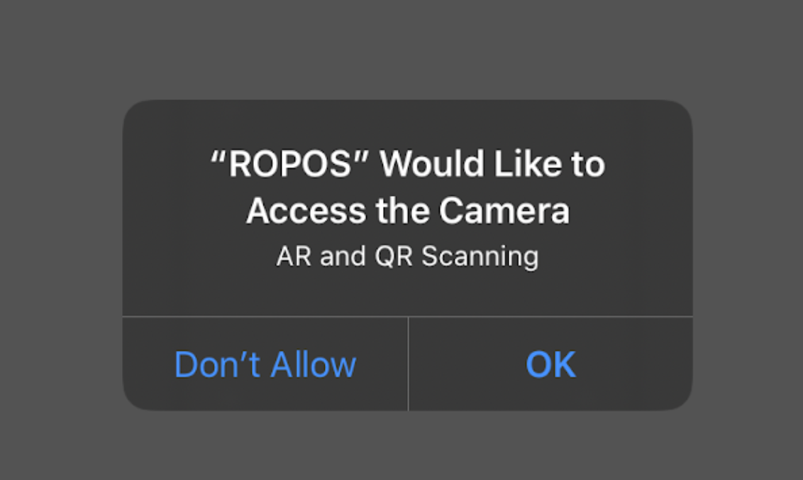 The pop-up message that appears the first time opening the Ocean School app. The message asks users to give the app permission to access the device’s camera. - click to enlarge The pop-up message that appears the first time opening the Ocean School app. The message asks users to give the app permission to access the device’s camera.