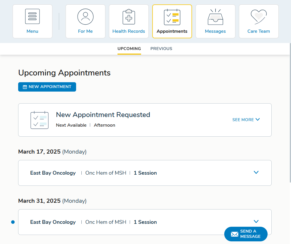 The Appointments page - click to enlarge The Appointments page