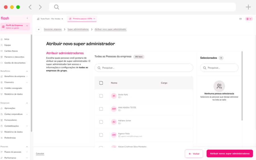 Visão para atribuir novo superadministrador.