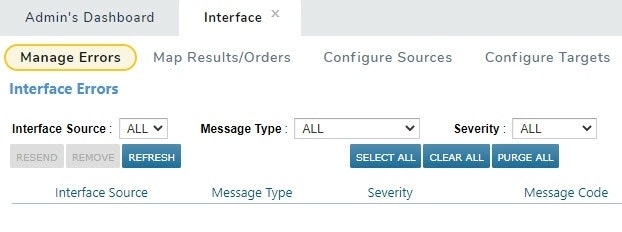 The Interface area with Manage Errors in view - click to enlarge The Interface area with Manage Errors in view